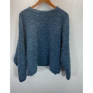 Vtg Paul Et Duffier Fuzzy Mohair Blnd Sweater Grunge Fairycore 1990s M Teal Y2k